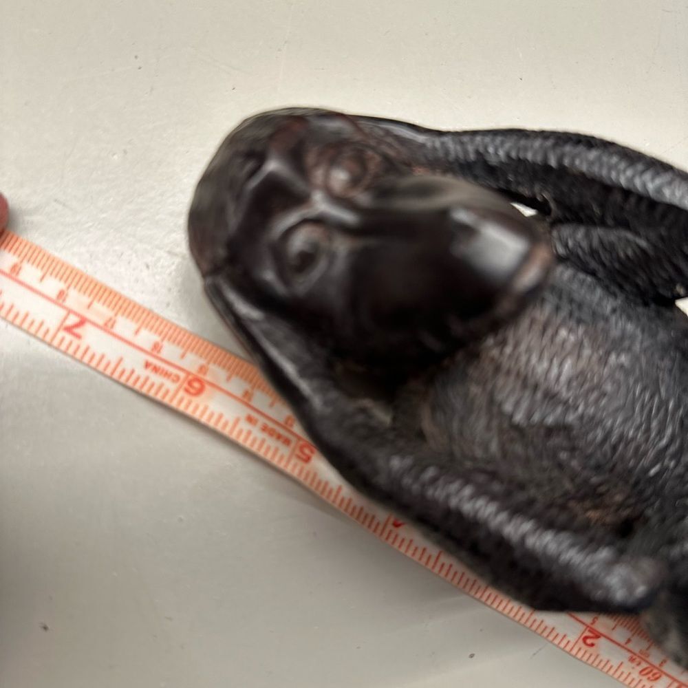Vintage | Hand Carved ebony wood “HEAR NO EVIL” monkey wooden statue 6.5” - Picture 9 of 11
